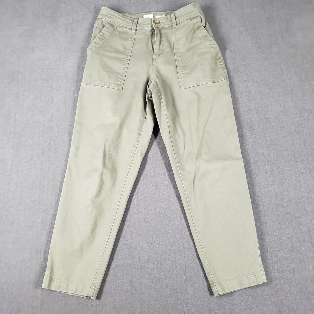 A New Day Pants Womens Size 2 Mint Green Cotton‎ Blend Wide Leg Cropped Relaxed